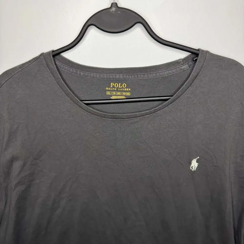 Polo Ralph Lauren Men's Black Crewneck T-Shirt with White Pony Logo XXL